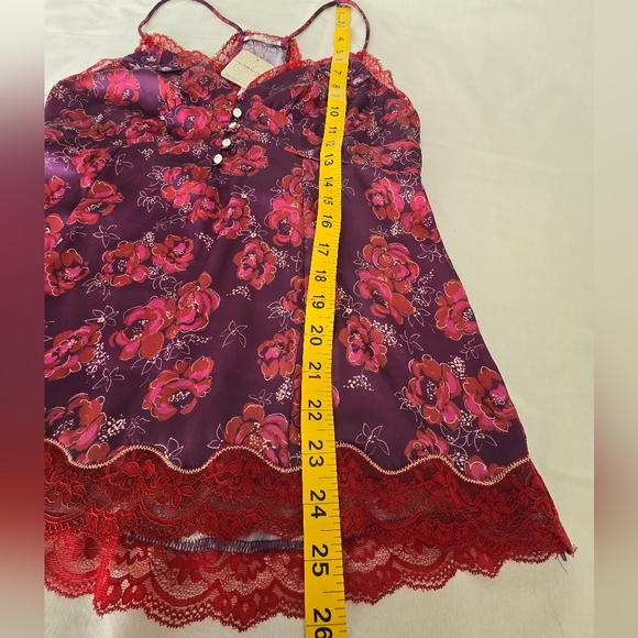 NWT Free People Intimately Free Floral Satin Lace Cami Eggplant XS Boho Romantic - Picture 8 of 16